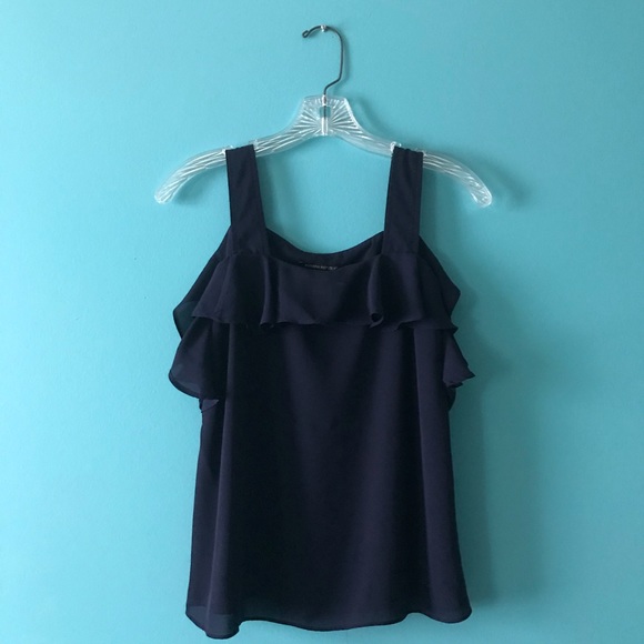 Banana Republic Navy Ruffle Tank Top - Picture 2 of 4